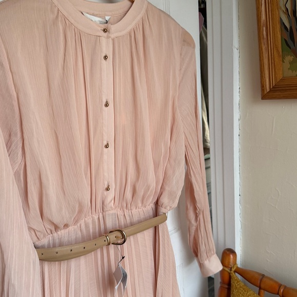 Elegant Blush Pink Pleated Maxi Skirt - Picture 6 of 7